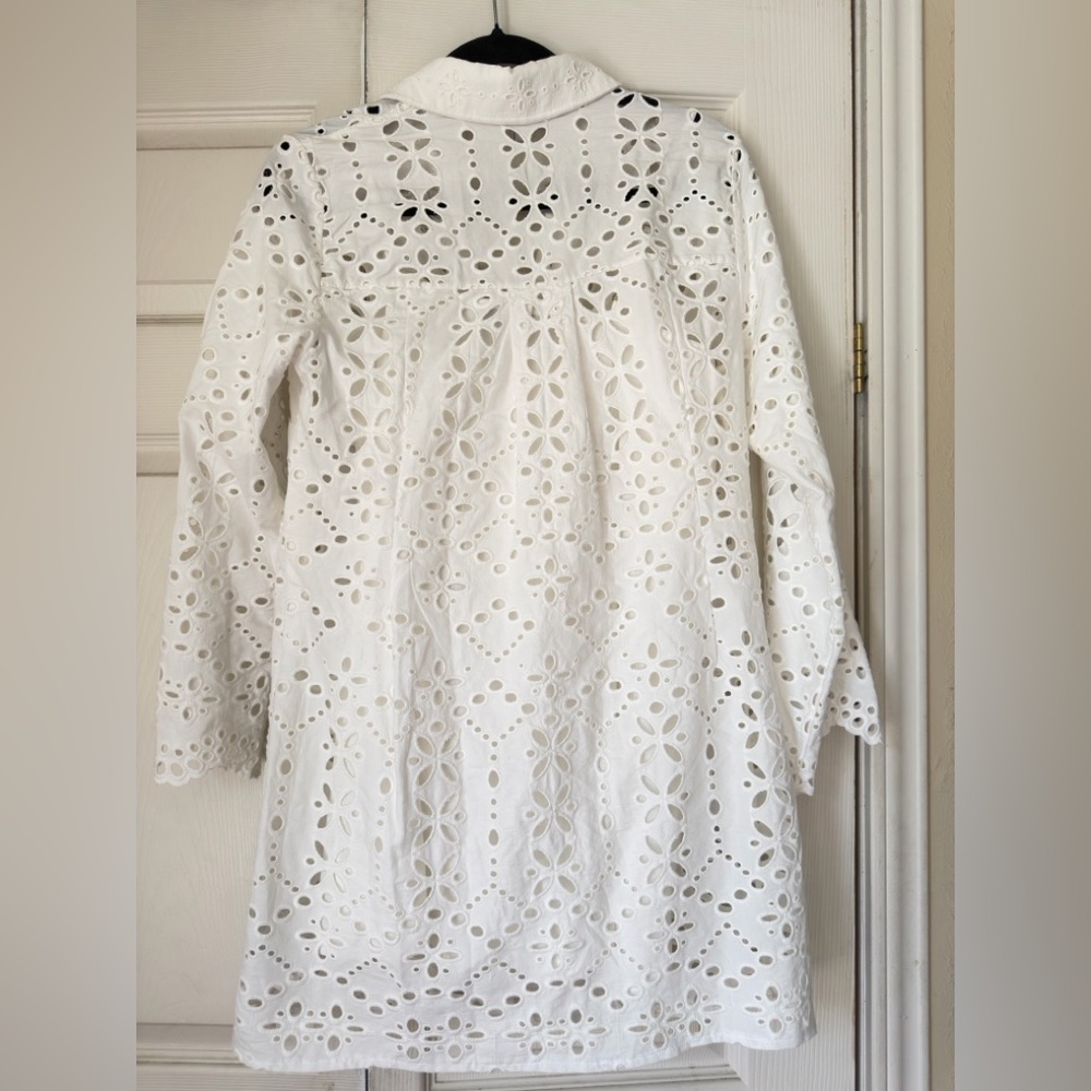 Veronica Beard White‎ Eyelet Long Sleeve Dress - Picture 5 of 5